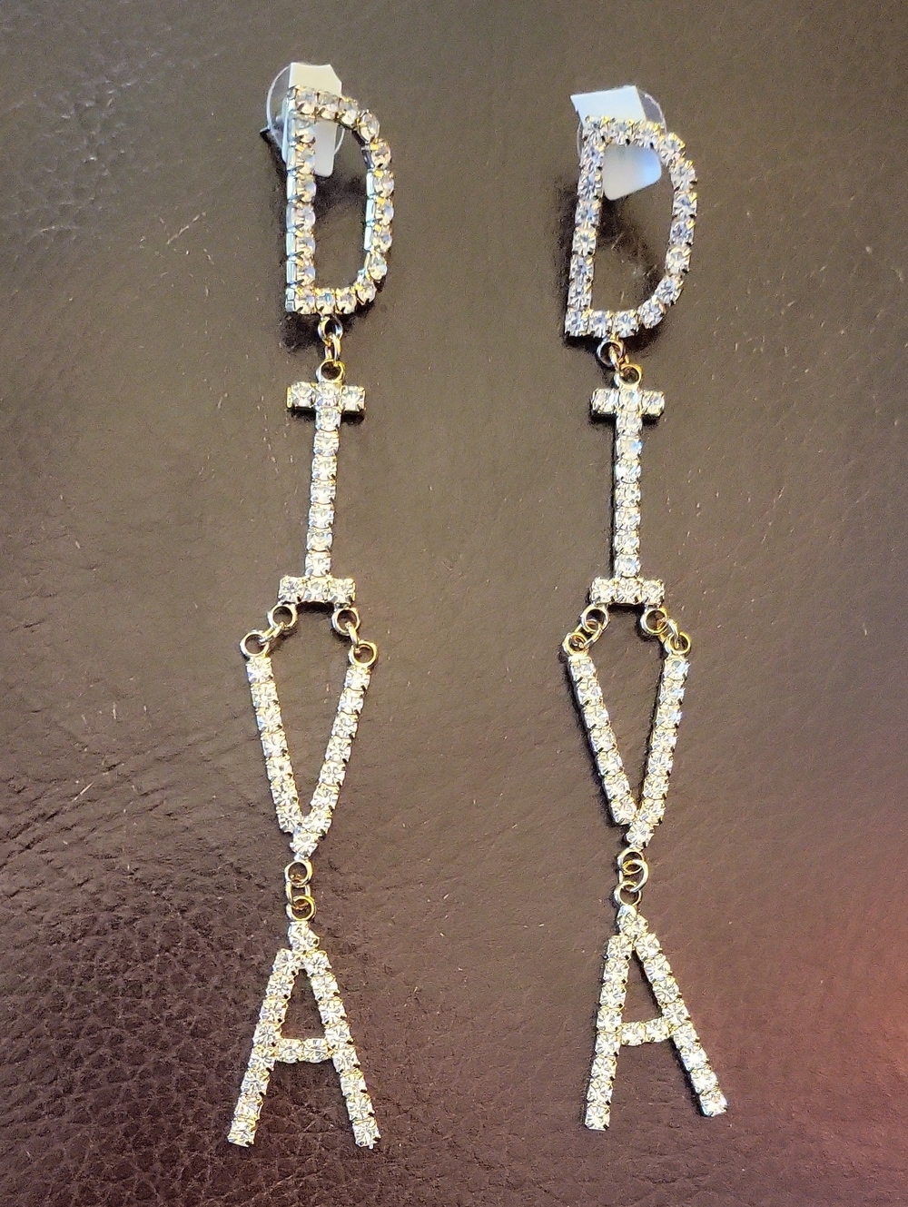 Gold-Tone Crystal 'DIVA' Drop Earrings with Clear Stones